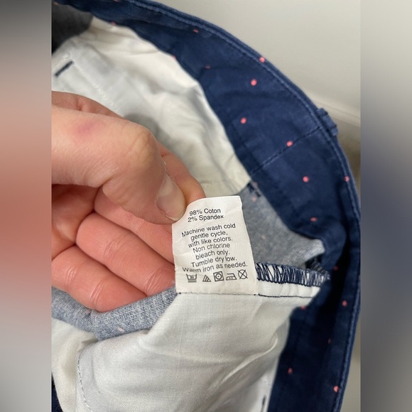 J. Crew by Bermuda Shorts Blue Pink Polka Dot Flat Front Stretch Pockets Cotton - Picture 9 of 9